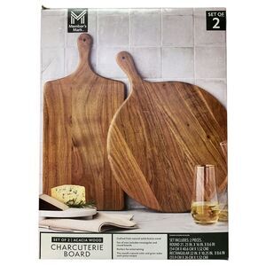 Member's Mark Acacia Wood Charcuterie Board Serving Set, Round and Rectangular